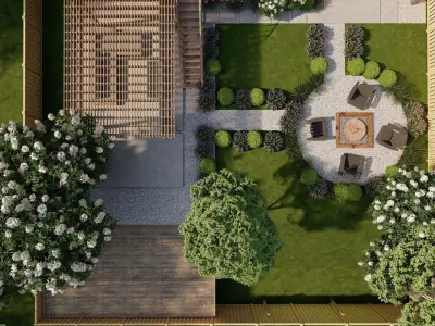 3D Exterior Scene 3D model design garden and landscape 3D 3D model