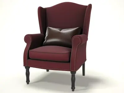 wingback chair fhouse 020 Low-poly 3D model