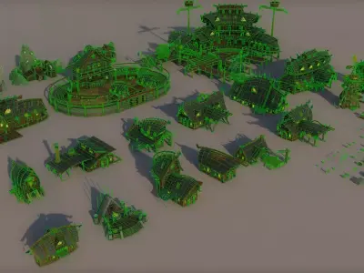 Viking City Package Low-poly 3D model