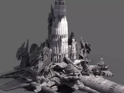 Ancient Gods Floating City 3D model