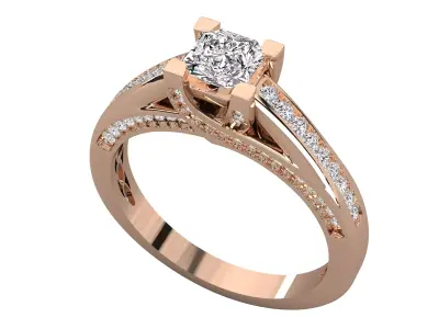 Women Light Weight Solitare Diamond Wedding Ring   7 3D print model
