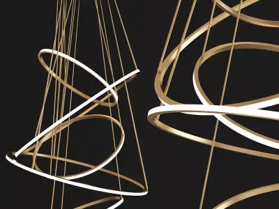 Ring Chandelier Three Ring low poly 3d model Low-poly 3D model
