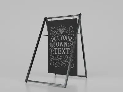 Customizable Double Sided Swinging Steel Chalkboard Sign Low-poly 3D model