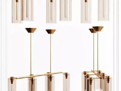 Glass Cylinder Chandelier Low-poly 3D model