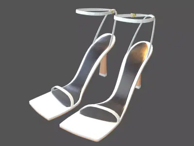 Square Toe Leather Sandals v1 005 Low-poly 3D model