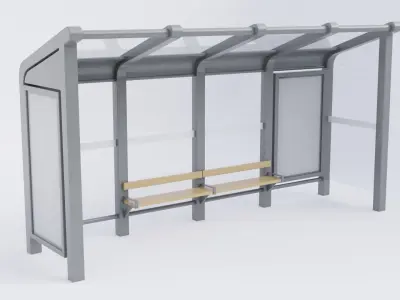 Bus Stop Shelter 3 Low-poly 3D model
