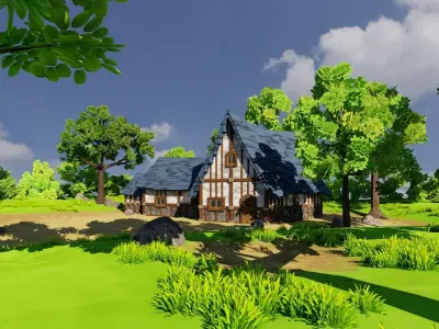 Medieval House 6 With Environment Low-poly 3D model
