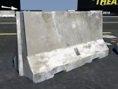 PBR Barrier concrete on side of road Low-poly 3D model