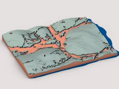 Low Poly Landscape Block for 3D Printing 3D model