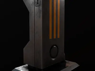 Sci-Fi Industrial Computer Low-poly 3D model