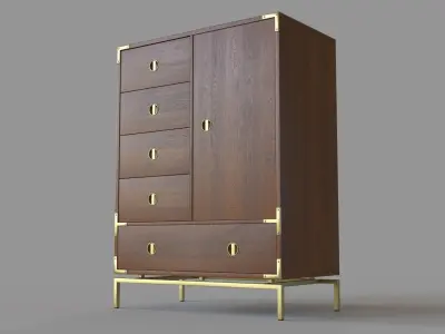 Malone Campaign Chifforobe Walnut 3D model