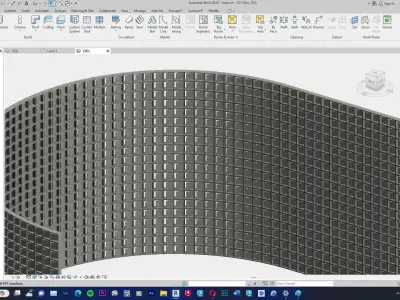 Roster wall design curtain wall revit family type R-02 3D model