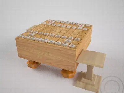 Chess Japanese Shogi - 2 masked - traditional Low-poly 3D model