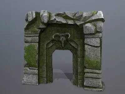 old gate Low-poly 3D model 5