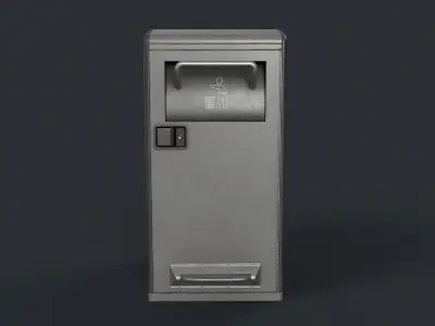 Street Trash Can 33 PBR Game Ready Low-poly 3D model