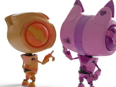 Kitchen Robots - Cute Robots collection Rigged and Animated  Low-poly 3D model