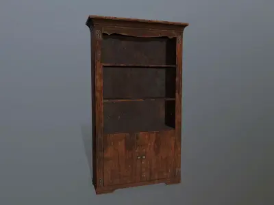 Cupboard 2 wooden shelf Low-poly 3D model