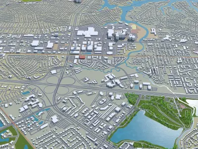 Virginia Beach Virginia USA 60km Low-poly 3D model