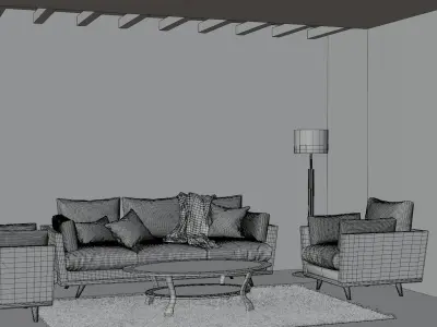 Minimalist Living Room 3D model