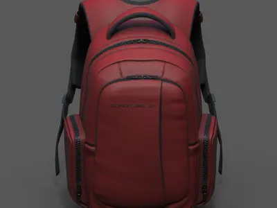 Backpack red human generic Camping scifi fantasy space  Low-poly 3D model