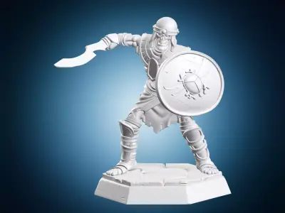 Soldier with Shield and Sword Miniature 3D print model