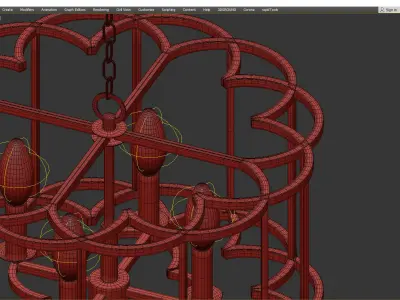 Helix 4 Light Chandelier Low-poly 3D model