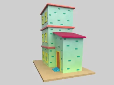 Cartoon Building Low Poly Game Ready Low-poly 3D model