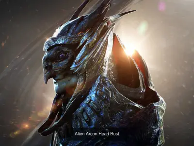 Alien Archon statue collection 3D Model Pack