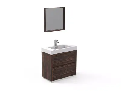 KubeBath Bliss Floor Mount Bathroom Vanity Walnut Low-poly 3D model
