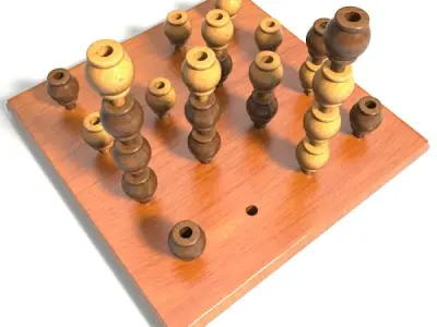 Gomoku 3D wooden chess board 3D model