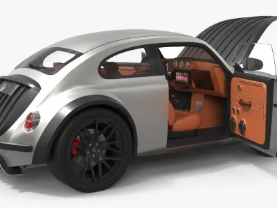  Volkswagen Baja Concept Rally Style Vehicle Silver Rigged for Cinema 4D 