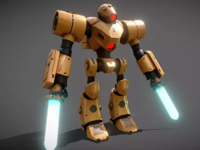Low Poly Blade Robot Low-poly 3D model