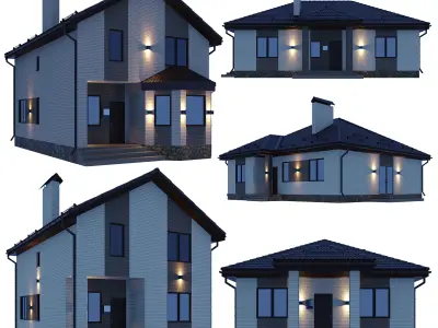 Collection of cottage village 3D model