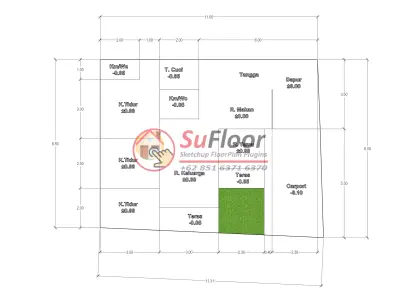 House 11x8m code 638 - Sketchup 3D model 3D model 3D model