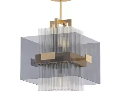 JANICE modern pendant light in brass and clear glass 3D model