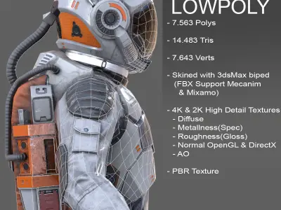 male Space Suit Low-poly 3D model