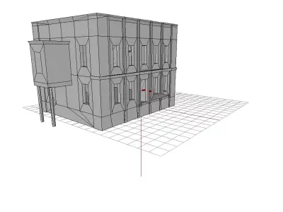house building with two windows and door Free 3D model