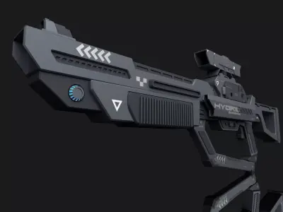 HYBRID Tactical Sci-Fi Rifle  Low-poly 3D model