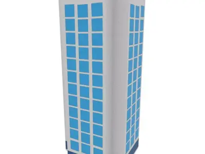 House Low-poly 3D model office building with windows Low-poly 3D model