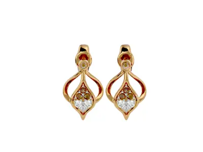 Light Minimalist Diamond Earrings 3D print model 8