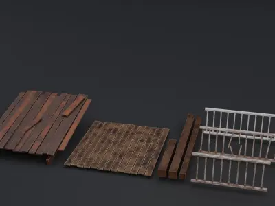 Modular Old House Low Poly 3D Model PBR Low-poly 3D model