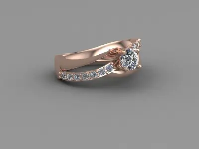 Rose Gold Women Diamond Ring 3D print model 3D print model 60