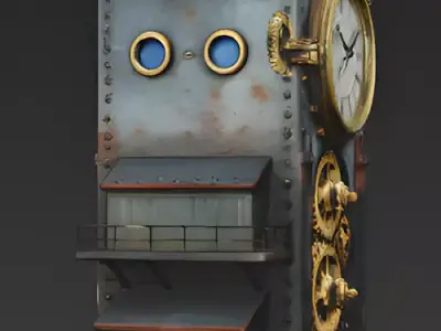 Vertical Steampunk Clocktower Home 3D Model Low-poly 3D model