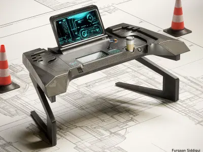 Sci-fi Stylized Table V1 PBR Low-poly 3D model