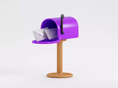 Mailbox With Envelopes Low-poly 3D model