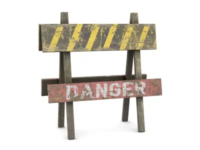 Road Sign Danger Low-poly 3D model