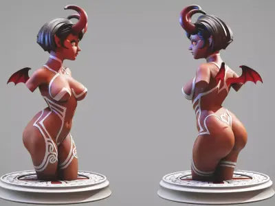 Demon Elf Girl Statue 3D model