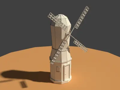 Low Poly Farm Wind Mill 2 Low-poly 3D model