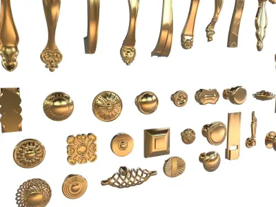 Classical Cabinet pull handle 3d model 3D model