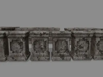 ruin set stone staircase Low-poly 3D model